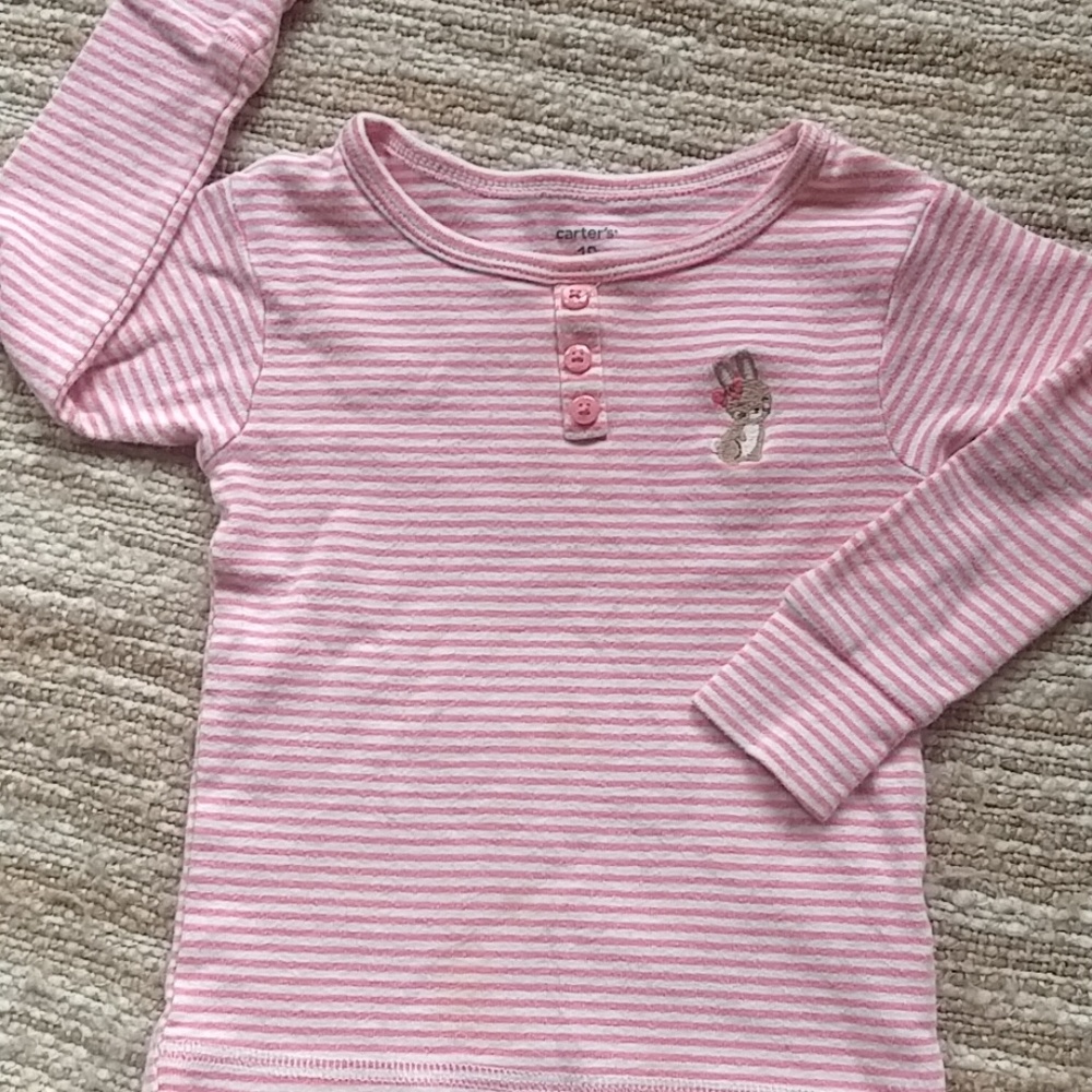Pink and white striped Long sleeve bunny tshirt